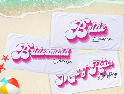 NEW Style - Bride, Mr or Mrs Beach Personalized Beach Towels, Honeymoon Gift, His and Hers Newlywed Gift, Personalized Wedding Gift