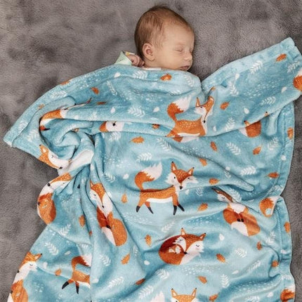Fox Pattern Personalized Blanket: Minky or Sherpa Baby Blanket