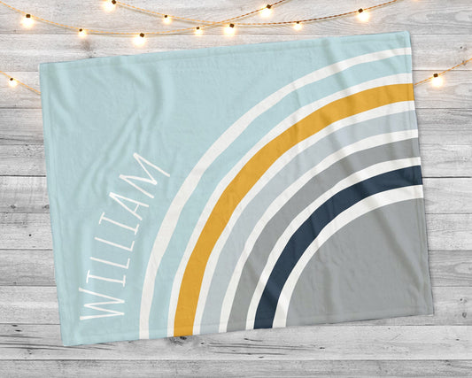 Personalized Rainbow Baby Blanket: Plush Minky or Sherpa