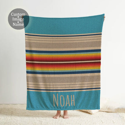 Retro Stripe Personalized Blanket: Plush Minky or Sherpa