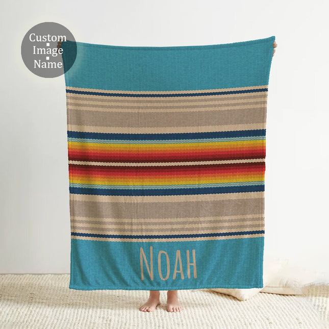 Retro Stripe Personalized Blanket: Plush Minky or Sherpa