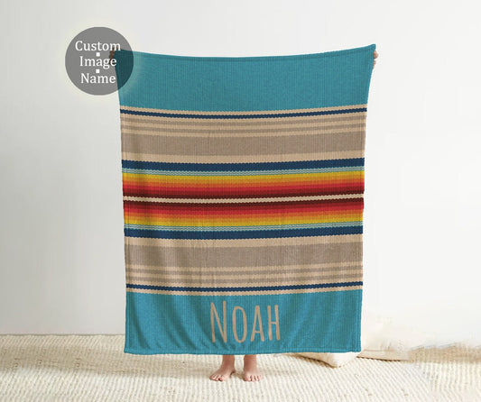 Retro Stripe Personalized Blanket: Plush Minky or Sherpa