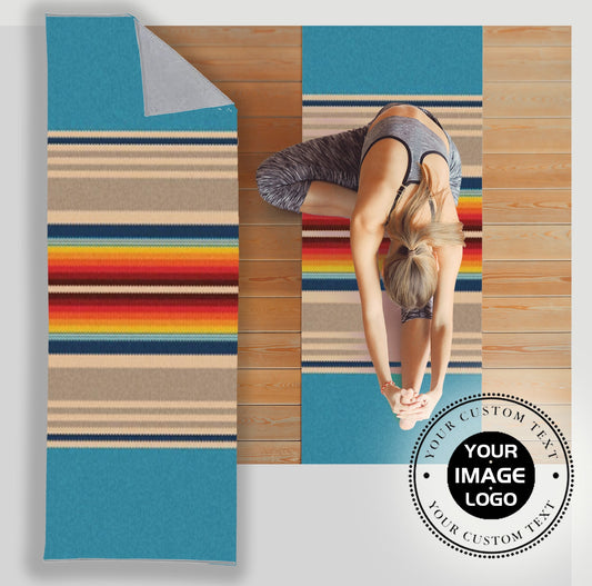 Personalized Yoga Mat Towel: Bandana Print, Custom Name