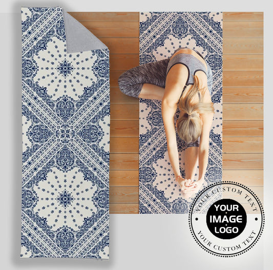 Personalized Paisley Bandana Print Yoga Mat Towel