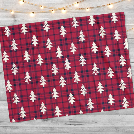 Personalized Christmas Tree Blanket: Plush Minky or Sherpa, Custom Name
