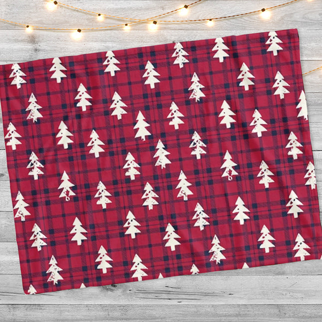 Personalized Christmas Tree Blanket: Plush Minky or Sherpa, Custom Name
