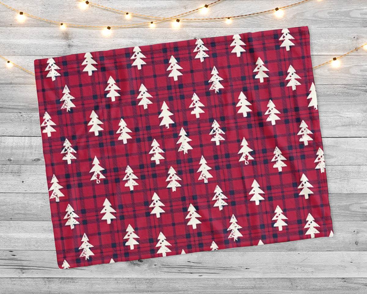 Personalized Christmas Tree Blanket: Plush Minky or Sherpa, Custom Name