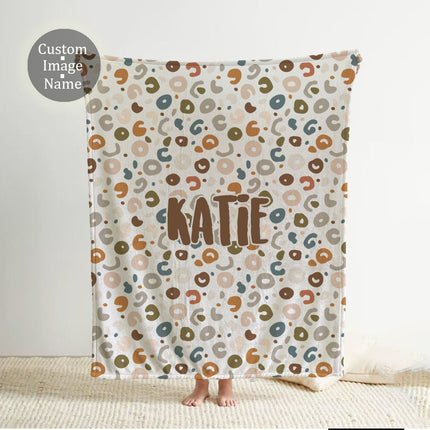 Personalized Retro Leopard Blanket: Custom Name Minky or Sherpa