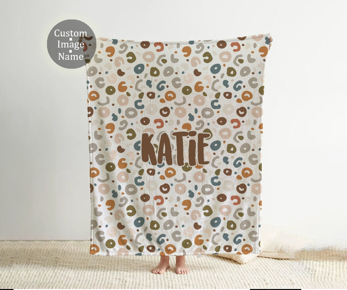 Personalized Retro Leopard Blanket: Custom Name Minky or Sherpa