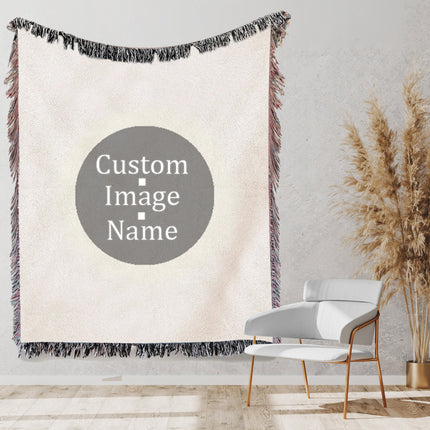 Personalized Photo Custom Tapestry Woven Cotton Throw - Sublimated - Made in The USA (60"x54")