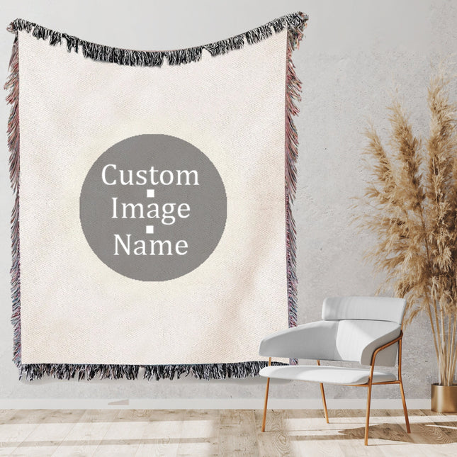Personalized Photo Custom Tapestry Woven Cotton Throw - Sublimated - Made in The USA (60"x54")