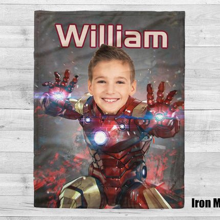 Personalized Kids Superhero Blanket: Custom Face Blanket