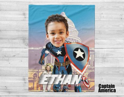 Personalized Kids Superhero Blanket: Custom Face Blanket