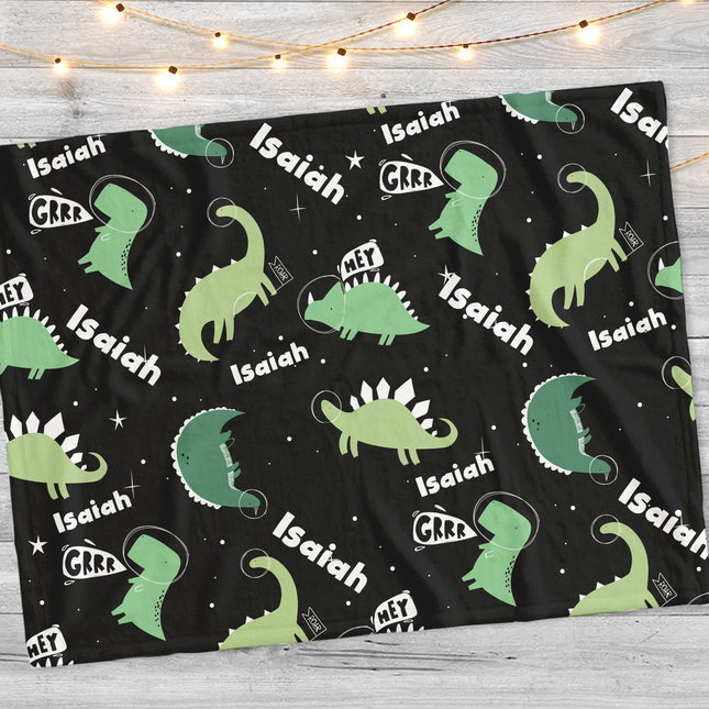 Personalized Dinosaur Blanket: Plush Minky or Sherpa Kids Name Blanket