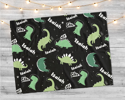 Personalized Dinosaur Blanket: Plush Minky or Sherpa Kids Name Blanket