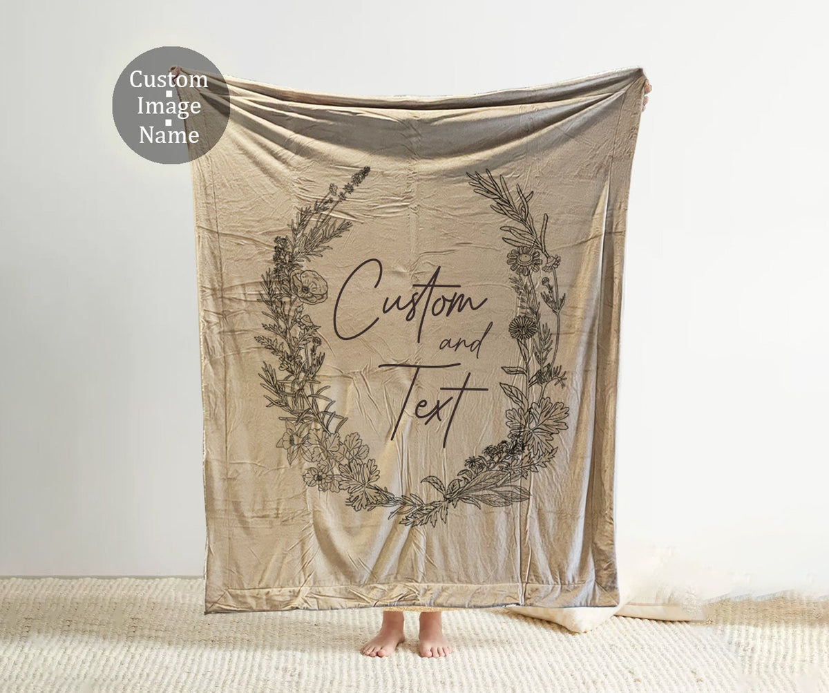 Personalized Mink Sherpa Throw Blanket: Custom Name Gift (60x72”)