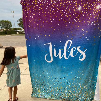 Personalized Glitter Blanket: Custom Name Minky or Sherpa Fleece