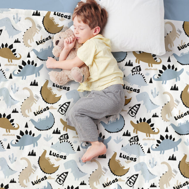 Personalized Dinosaur Blanket: Minky or Sherpa Kids Blanket
