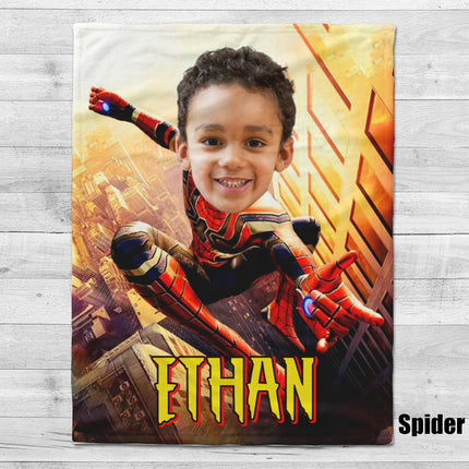 Personalized Kids Superhero Blanket: Custom Face Blanket
