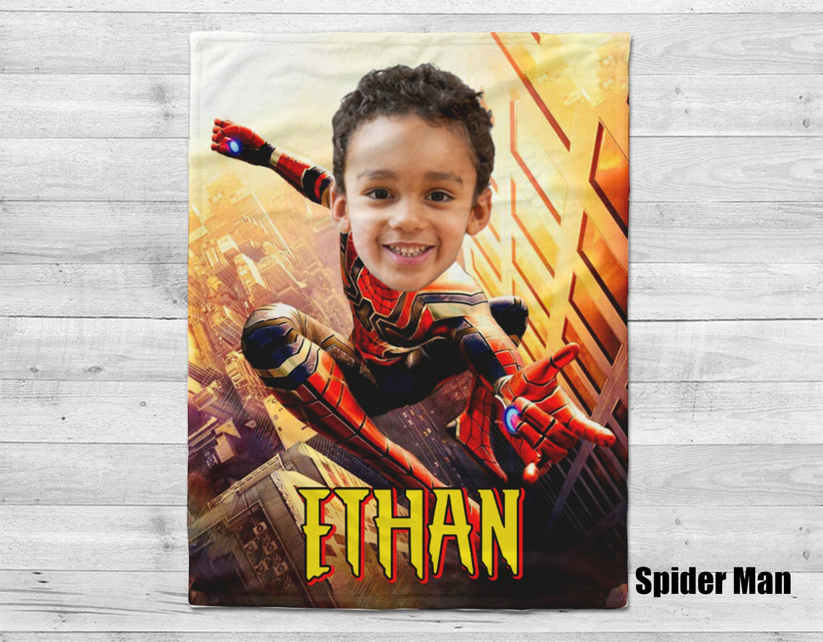 Personalized Kids Superhero Blanket: Custom Face Blanket