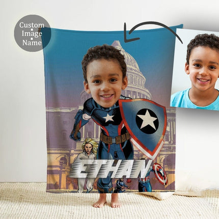 Personalized Kids Superhero Blanket: Custom Face Blanket