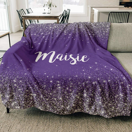 Sparkling Glitter Personalized Minky Blanket: Plush Fleece Gift
