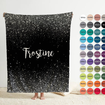 Personalized Wedding Blanket: Sparkling Silver Minky Fleece Newlywed Gift
