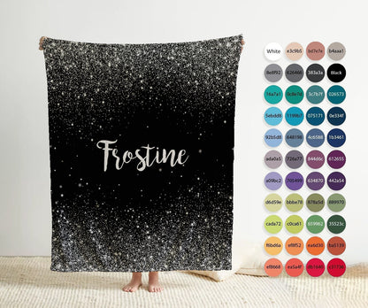 Personalized Wedding Blanket: Sparkling Silver Minky Fleece Newlywed Gift
