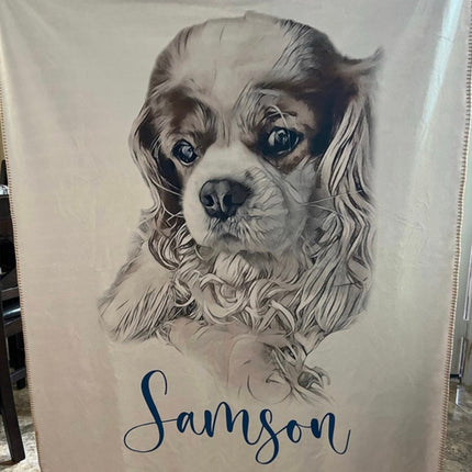 Custom Pet Photo Blanket: Personalized Dog or Cat Name Blanket