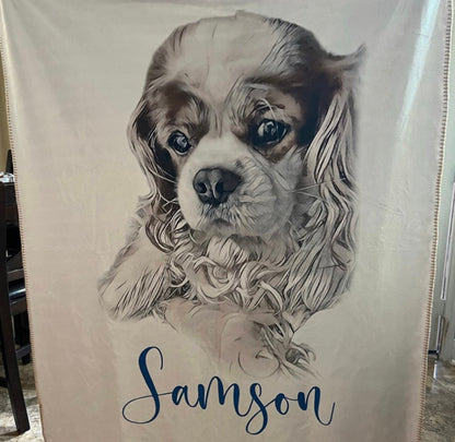 Custom Pet Blanket Using Pet Photo + Name Custom Dog Blanket Personalized Dog Blankets Cat Picture Blanket Pet Photo Blanket Dog Dad Gift