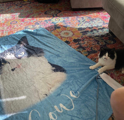 Custom Pet Photo Blanket: Personalized Dog/Cat Name Blanket