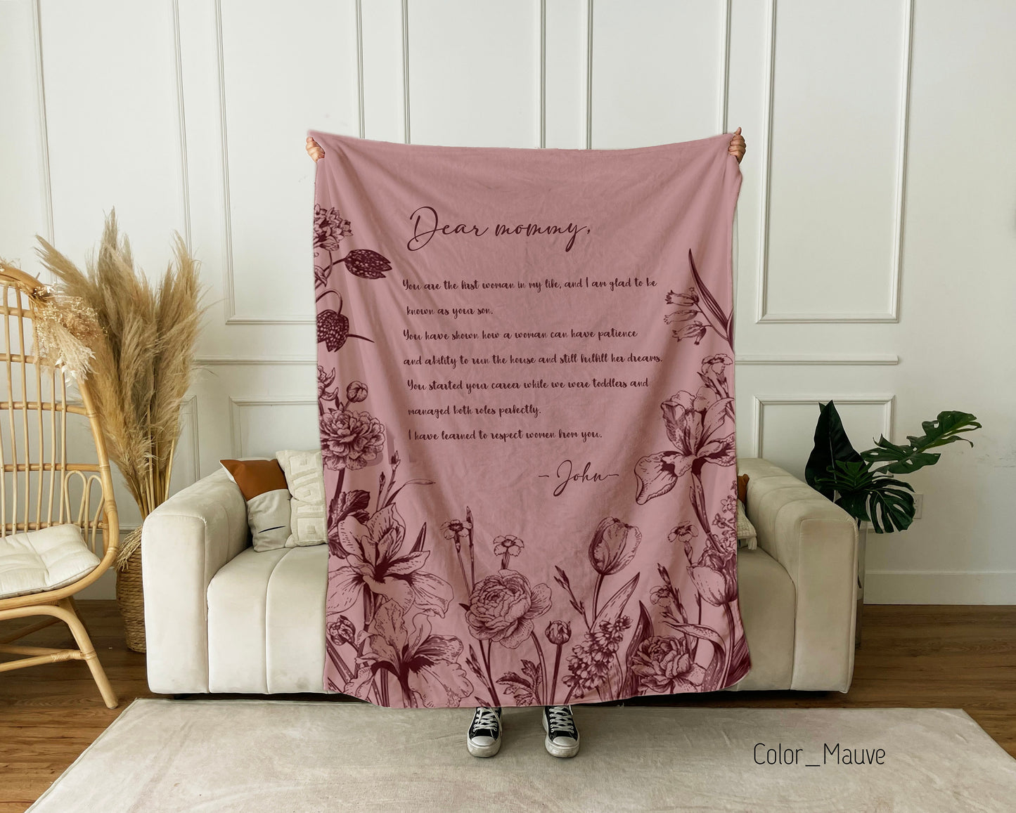 Letter Blanket, Personalized Gift, Minky Throw Blanket Handwriting Custom for Dad, Mother’s Day Gif, Grandparent, Valentine day, Anniversary