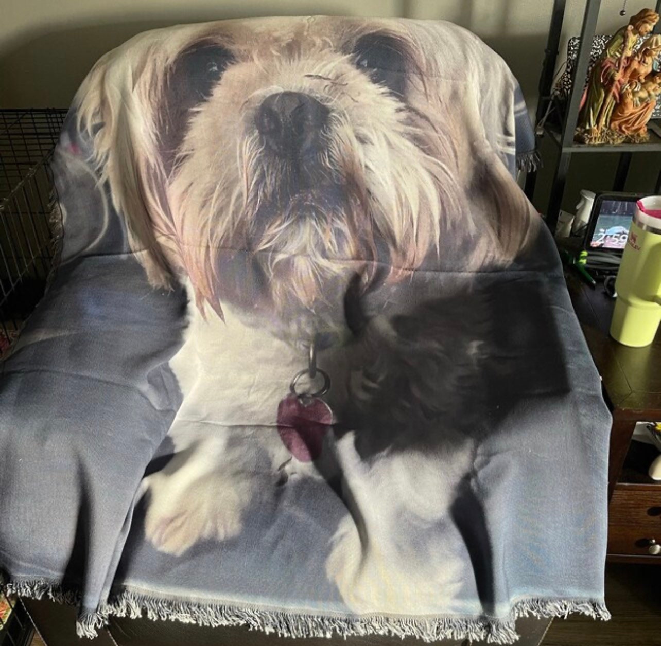 Custom Pet Tapestry wall art Woven Cotton Throw Blanket Using Pet Photo + Name Custom Dog Blanket Personalized