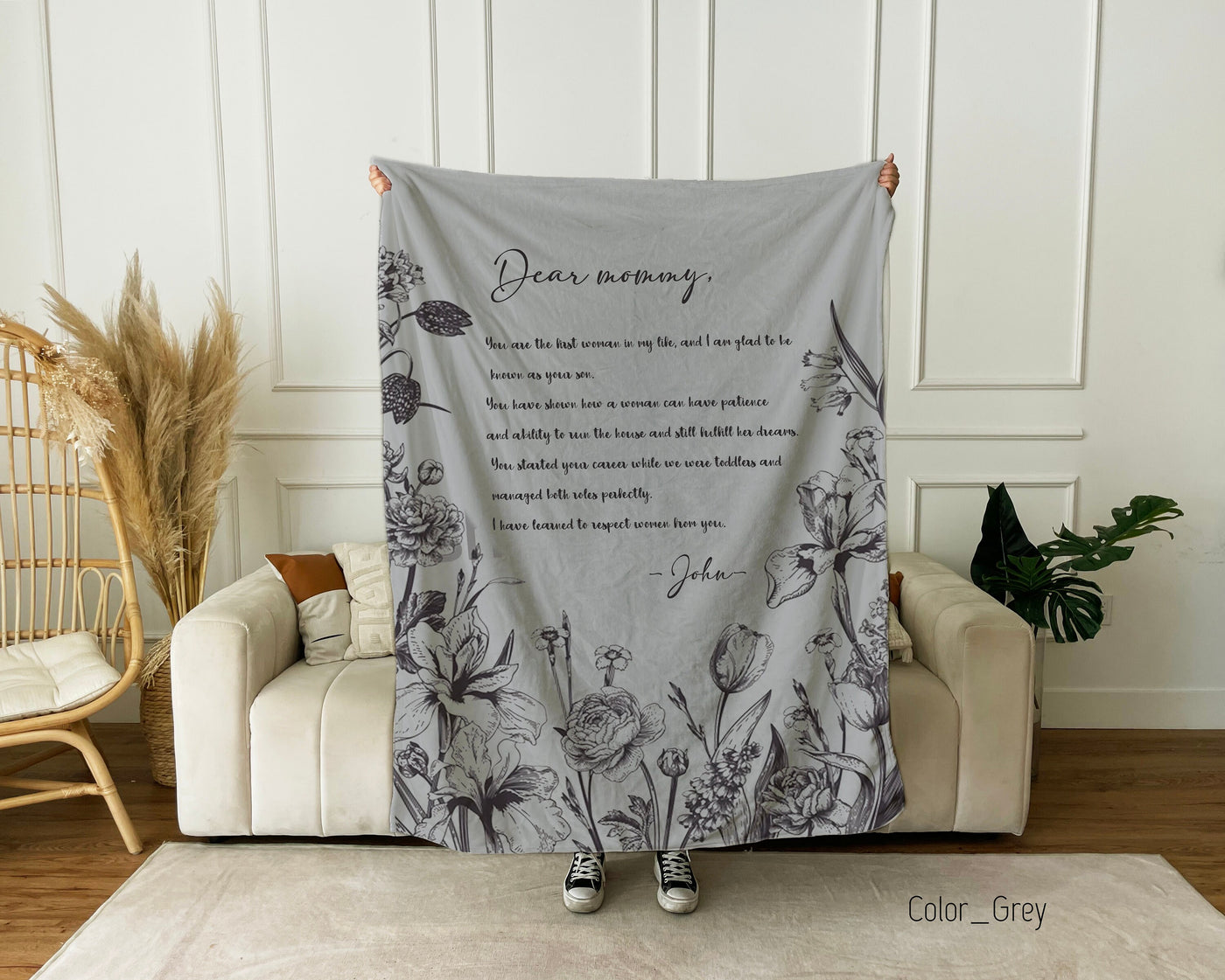 Letter Blanket, Personalized Gift, Minky Throw Blanket Handwriting Custom for Dad, Mother’s Day Gif, Grandparent, Valentine day, Anniversary