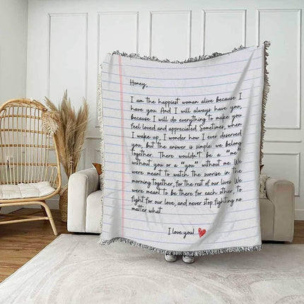 Personalized Love Letter Blanket: Custom Handwriting Woven Throw