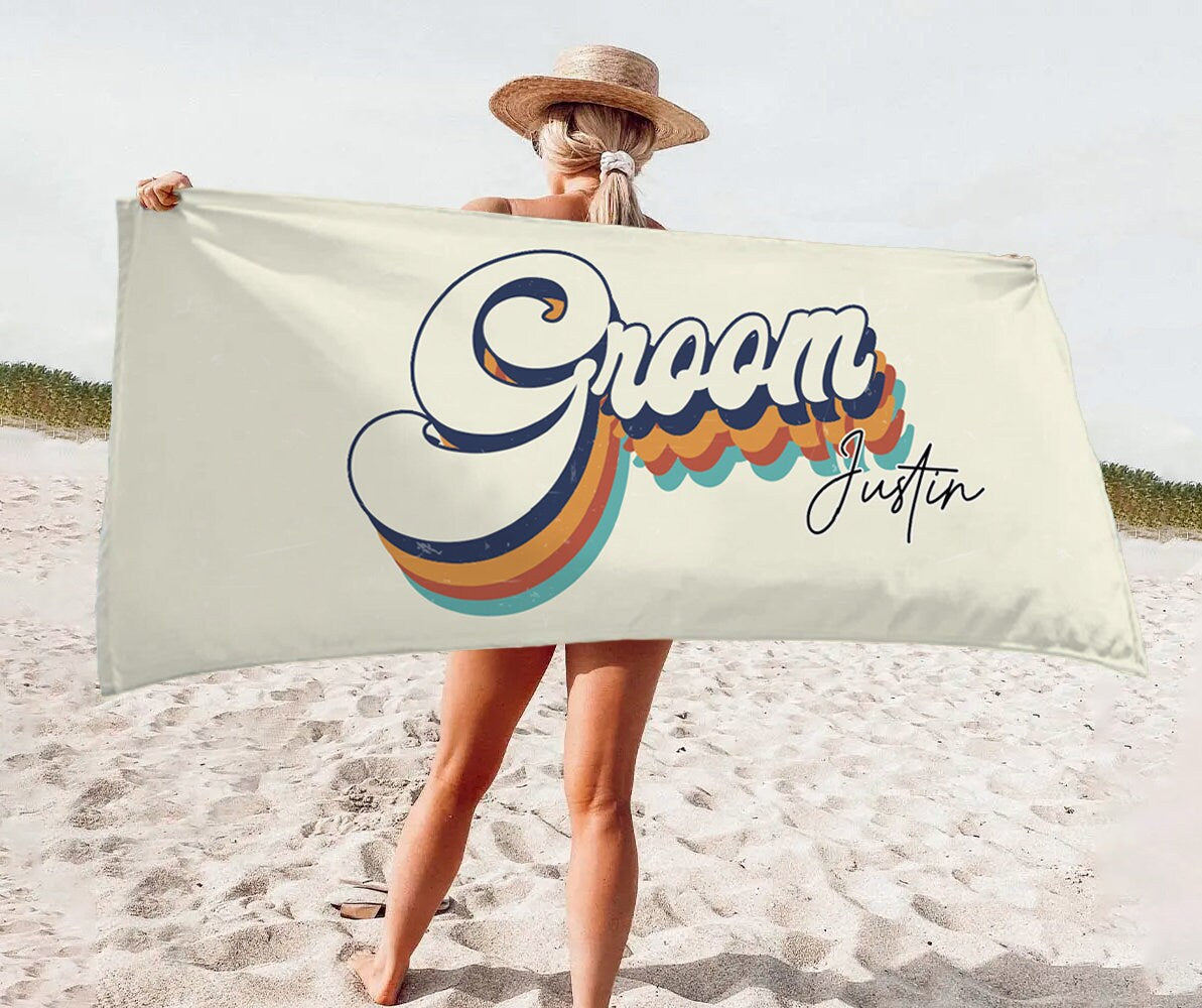 NEW Style - Bride, Mr or Mrs Beach Personalized Beach Towels, Honeymoon Gift, His and Hers Newlywed Gift, Personalized Wedding Gift