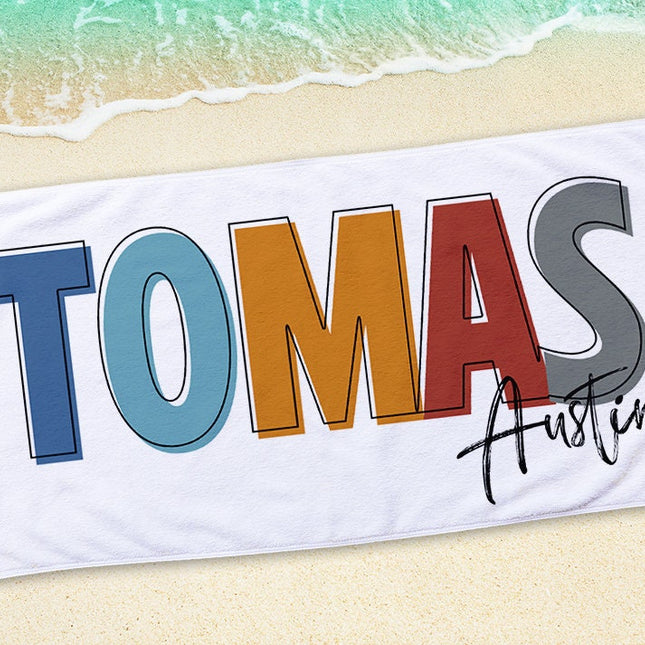 Multi Color Font Design Beach Towel Personalized Name Bath Towel Custom Pool Towel Beach Towel With Name Outside Birthday Vacation Gift