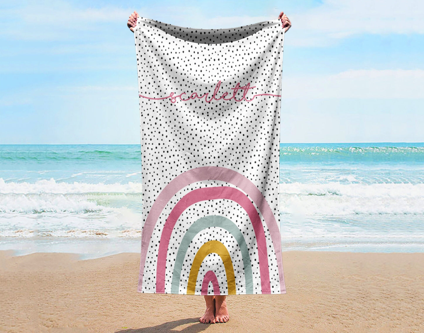 Personalized Rainbow Beach Towel