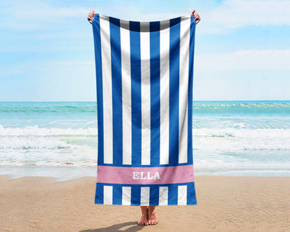 Vertical Stripe Personalized Beach Towel Personalized Name Bath Towel Custom Pool Towel Beach Towel With Name Outside Birthday Vacation Gift