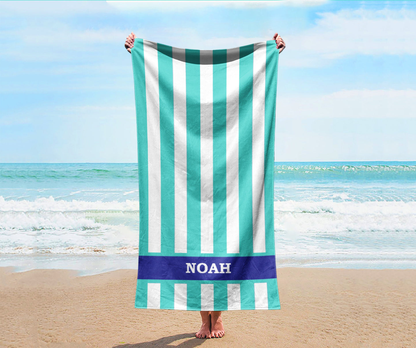 Vertical Stripe Personalized Beach Towel Personalized Name Bath Towel Custom Pool Towel Beach Towel With Name Outside Birthday Vacation Gift