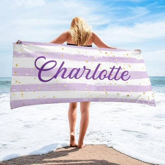 NEW Scripty Style Personalized Beach Towel Personalized Name Bath Towel Custom Pool Towel Beach Towel Name Outside Birthday Vacation Gift
