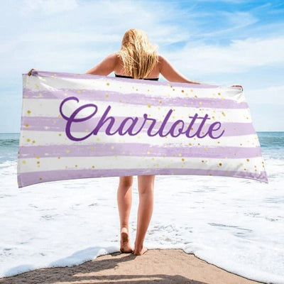 NEW Scripty Style Personalized Beach Towel Personalized Name Bath Towel Custom Pool Towel Beach Towel Name Outside Birthday Vacation Gift - CustomCooper