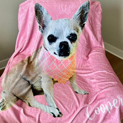 Custom Pet Photo Blanket: Personalized Dog/Cat Name Blanket