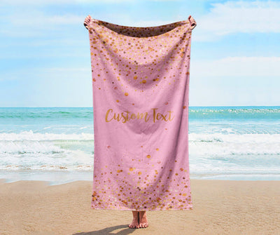 Personalized Glitter Style Beach Towel, Personalized Beach Towel Personalized Name Bath Towel Custom Pool Towel Birthday Vacation Gift - CustomCooper