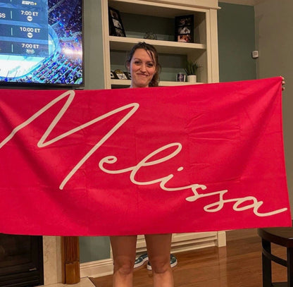Signature Style Personalized Beach Towel, Beach Towel with Name, Custom Beach Towel, Personalized Beach Towel With Name Outside Birthday