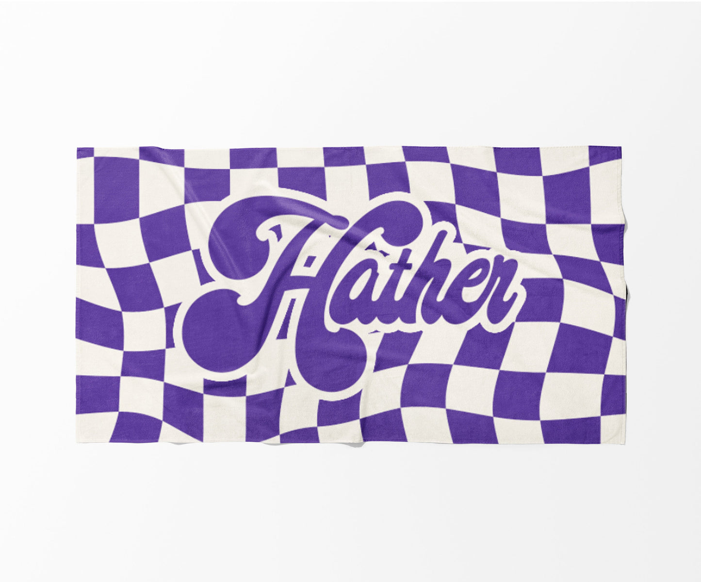 Personalized Vans CHECKER Pattern in Retro style Beach towel with Name, Custom beach towel gift, Birthday Anniversary Gift
