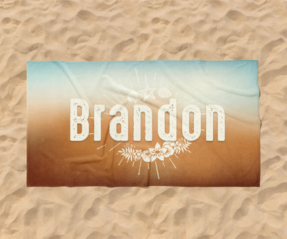 RETRO Style Personalized Beach Towel Personalized Name Bath Towel Custom Pool Towel Beach Towel With Name Outside Birthday Vacation Gift