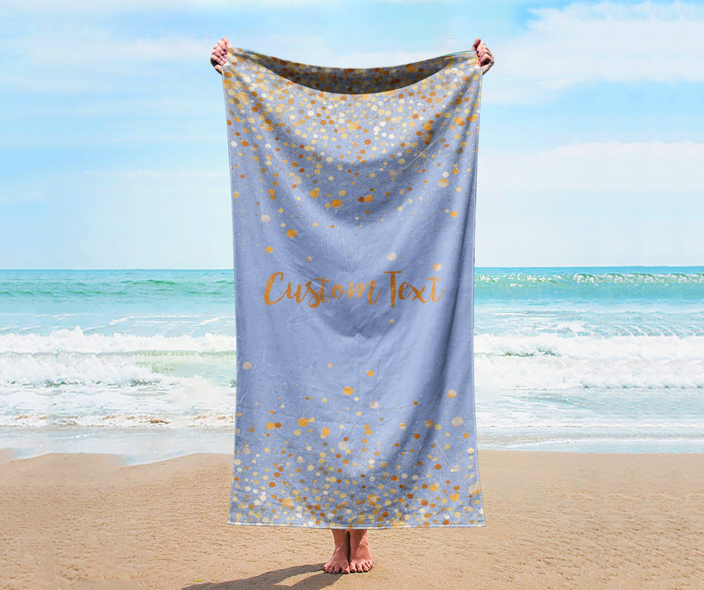 Personalized Glitter Style Beach Towel, Personalized Beach Towel Personalized Name Bath Towel Custom Pool Towel Birthday Vacation Gift