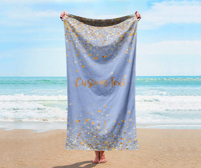 Personalized Glitter Style Beach Towel, Personalized Beach Towel Personalized Name Bath Towel Custom Pool Towel Birthday Vacation Gift - CustomCooper