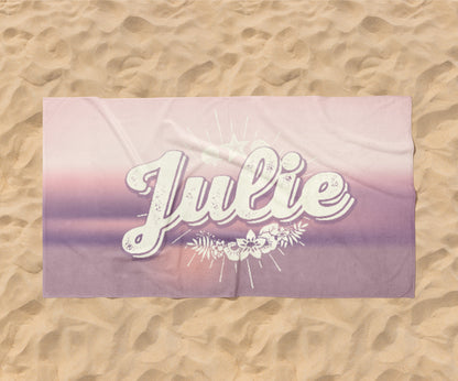 RETRO Style Personalized Beach Towel Personalized Name Bath Towel Custom Pool Towel Beach Towel With Name Outside Birthday Vacation Gift